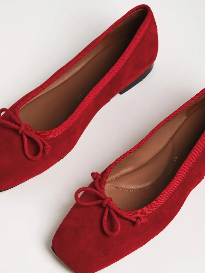 Jigsaw Shoes and Sandals Women Chiswick Suede Ballerinas Red