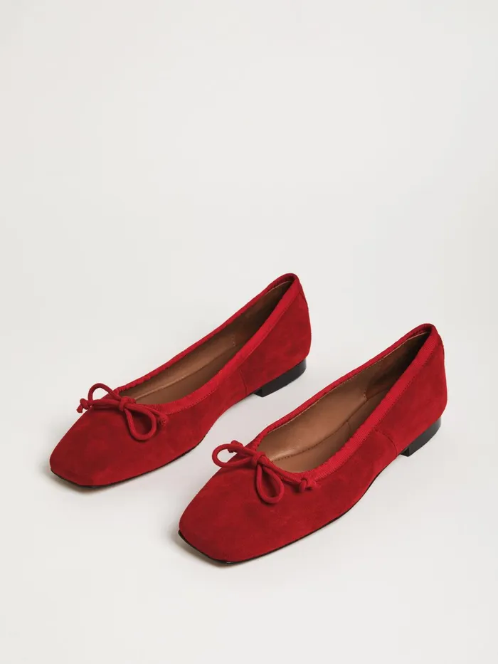 Jigsaw Shoes and Sandals Women Chiswick Suede Ballerinas Red