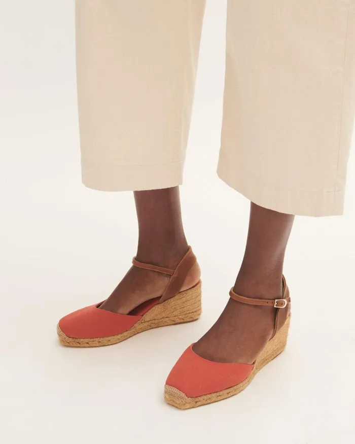 Jigsaw Shoes and Sandals Women Mela Canvas Wedge Espadrille Red