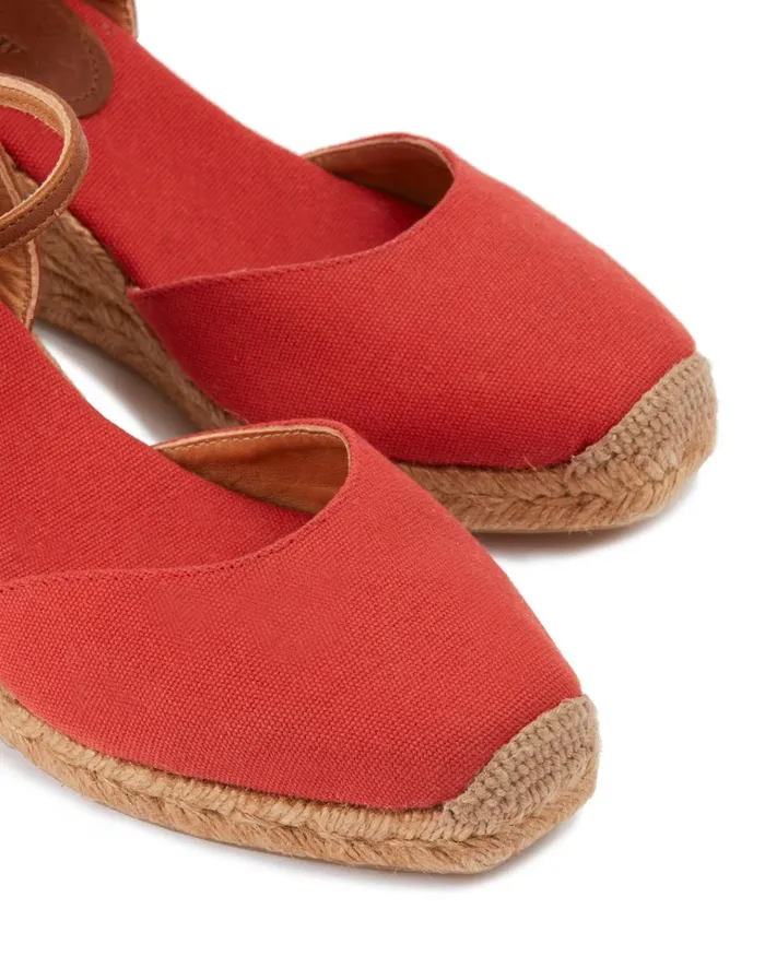 Jigsaw Shoes and Sandals Women Mela Canvas Wedge Espadrille Red