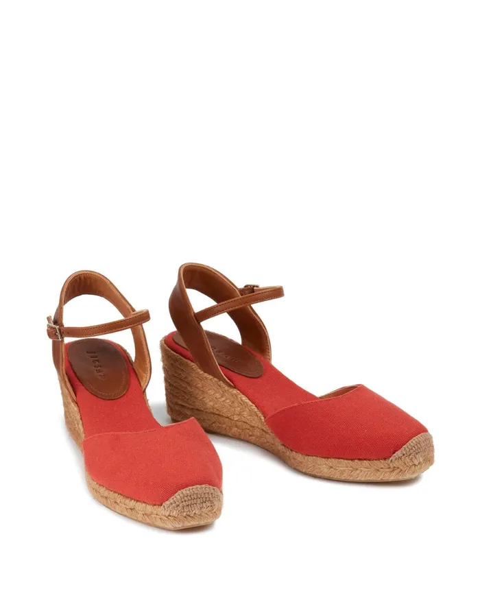 Jigsaw Shoes and Sandals Women Mela Canvas Wedge Espadrille Red
