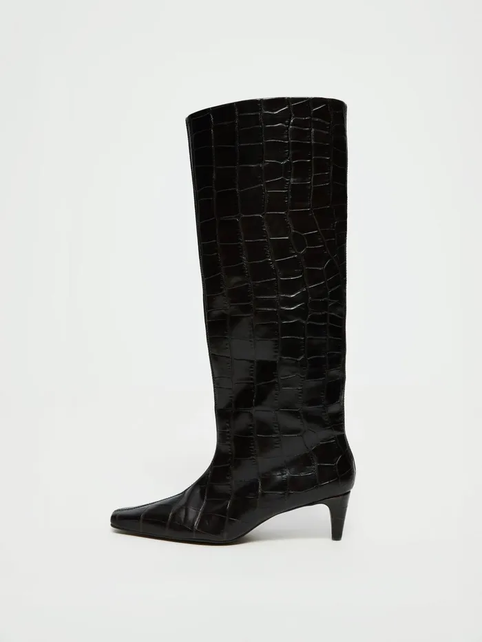 Jigsaw Shoes and Sandals Women Oslo Croc Knee High Boot Brown