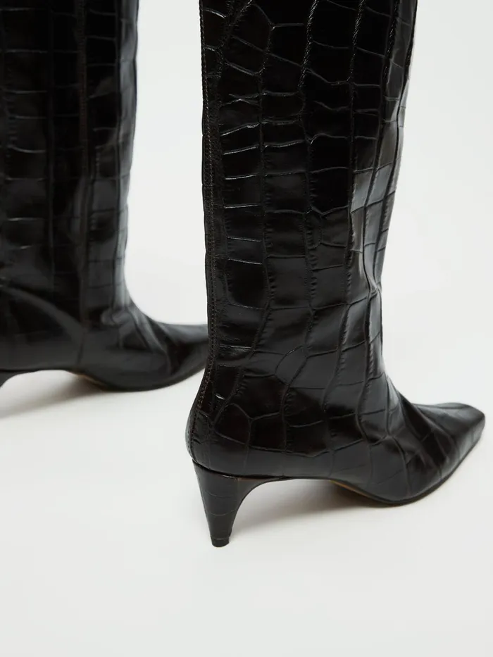 Jigsaw Shoes and Sandals Women Oslo Croc Knee High Boot Brown