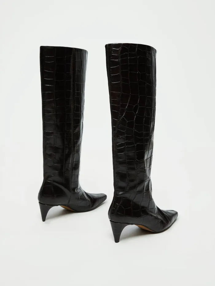 Jigsaw Shoes and Sandals Women Oslo Croc Knee High Boot Brown