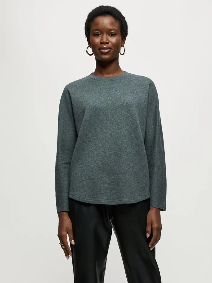Jigsaw Tshirts Women Double Face Jersey Jumper Grey