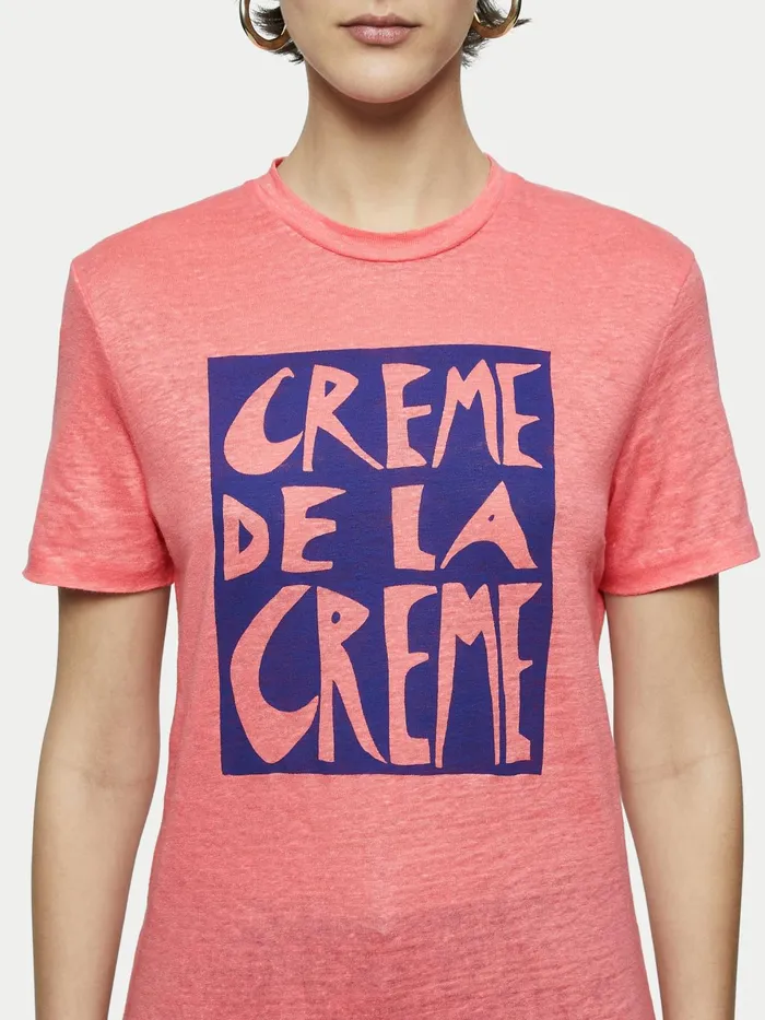 Jigsaw Tshirts Women Linen Creme De La Creme Tee Pink