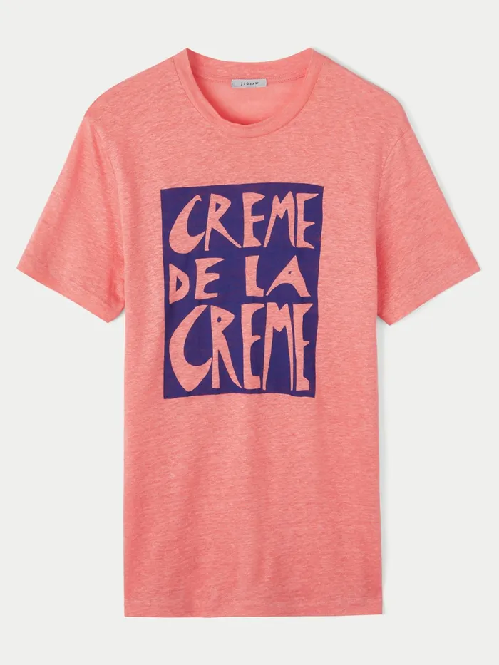 Jigsaw Tshirts Women Linen Creme De La Creme Tee Pink