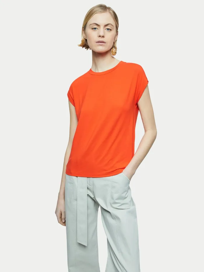 Jigsaw Tshirts Women Whitby Cap Sleeve Tee Red