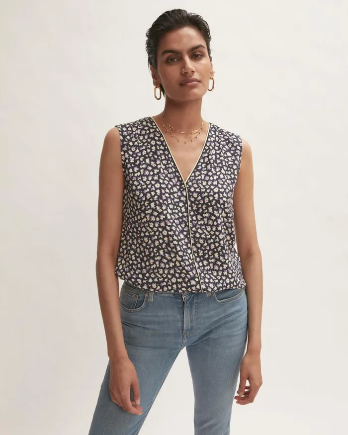 Jigsaw Tops Women Honeycomb Ditsy Tank Top Blue
