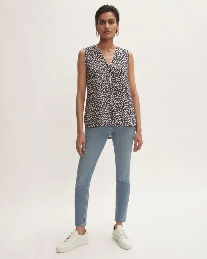 Jigsaw Tops Women Honeycomb Ditsy Tank Top Blue