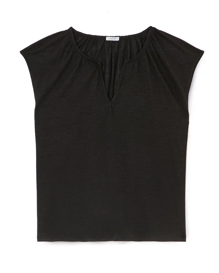 Jigsaw Tops Women Linen Jersey Smock Top Black