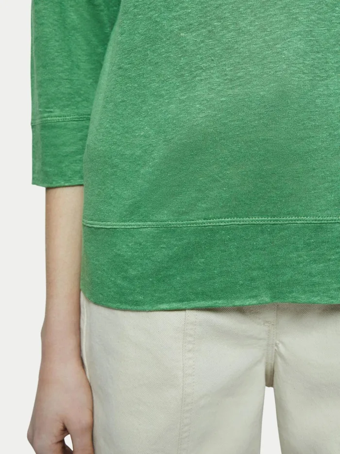 Jigsaw Tops Women Linen Raglan Top Green