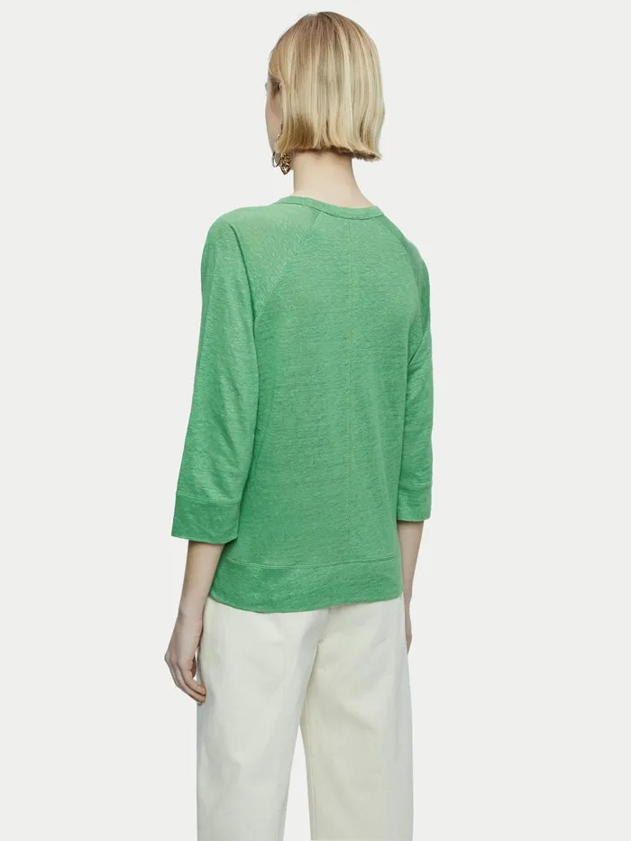 Jigsaw Tops Women Linen Raglan Top Green