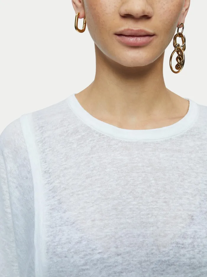 Jigsaw Tops Women Linen Short Sleeve Top White