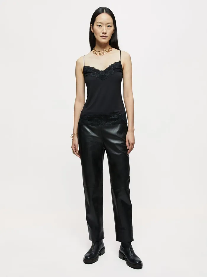 Jigsaw Tops Women Modal Lace Vest Black