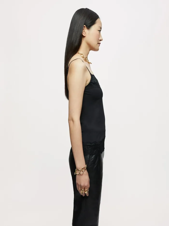 Jigsaw Tops Women Modal Lace Vest Black