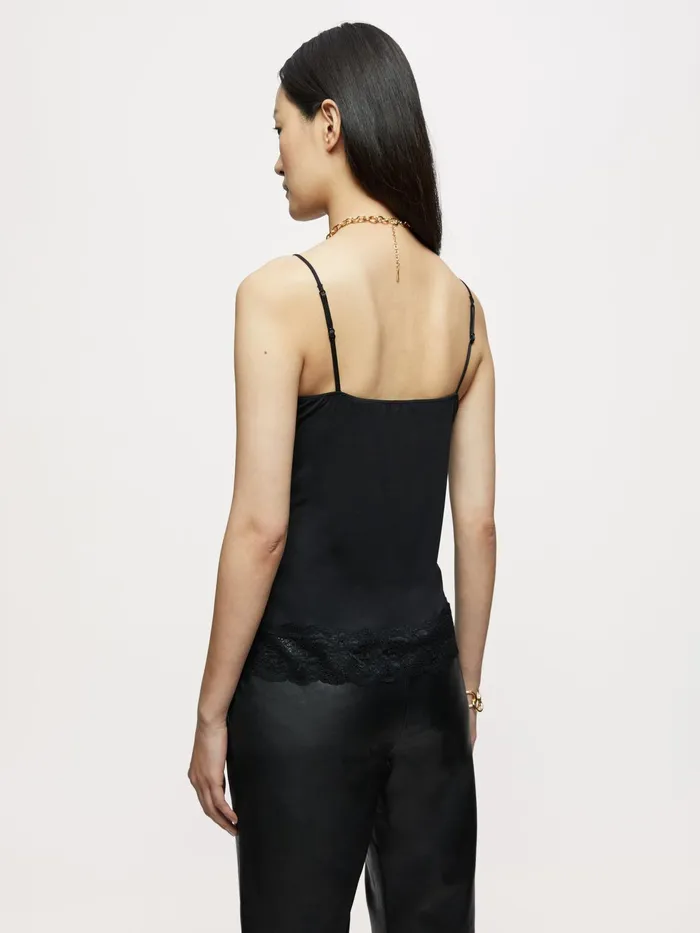 Jigsaw Tops Women Modal Lace Vest Black
