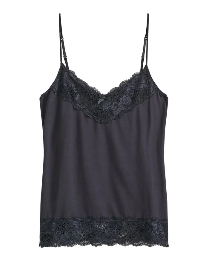 Jigsaw Tops Women Modal Lace Vest Black