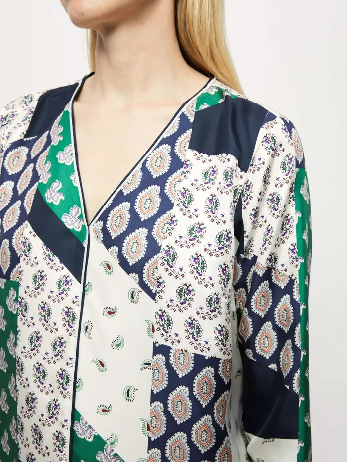 Jigsaw Tops Women Paisley Patchwork Silk Top Multi