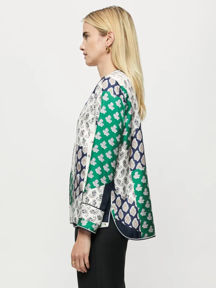 Jigsaw Tops Women Paisley Patchwork Silk Top Multi