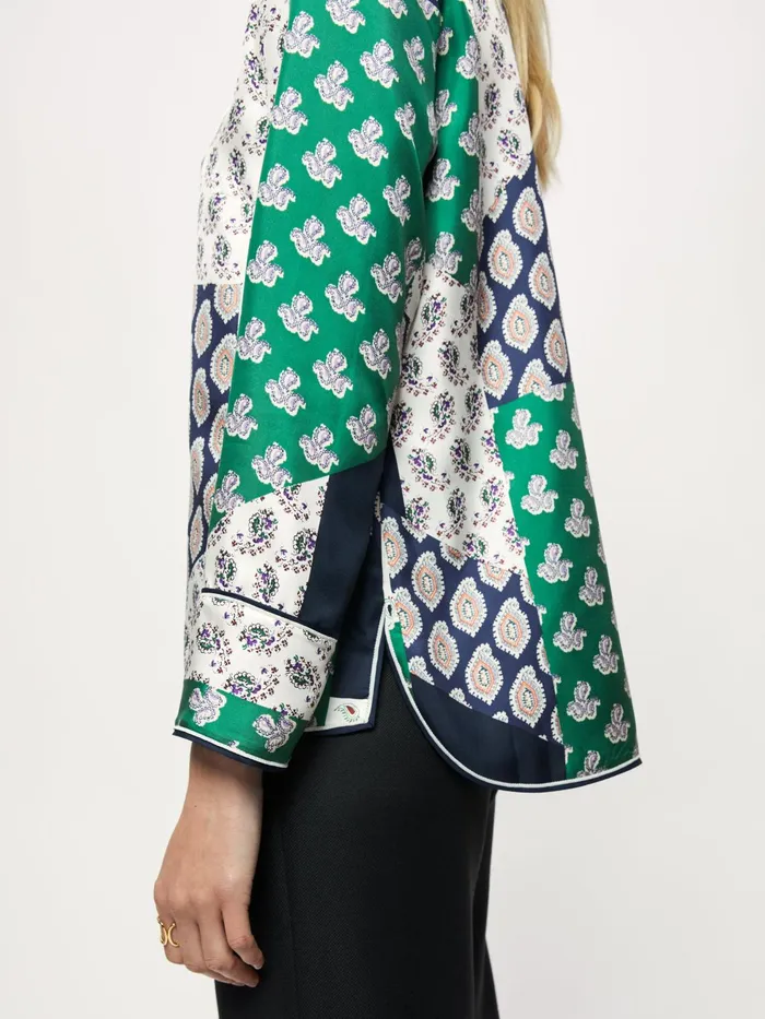 Jigsaw Tops Women Paisley Patchwork Silk Top Multi