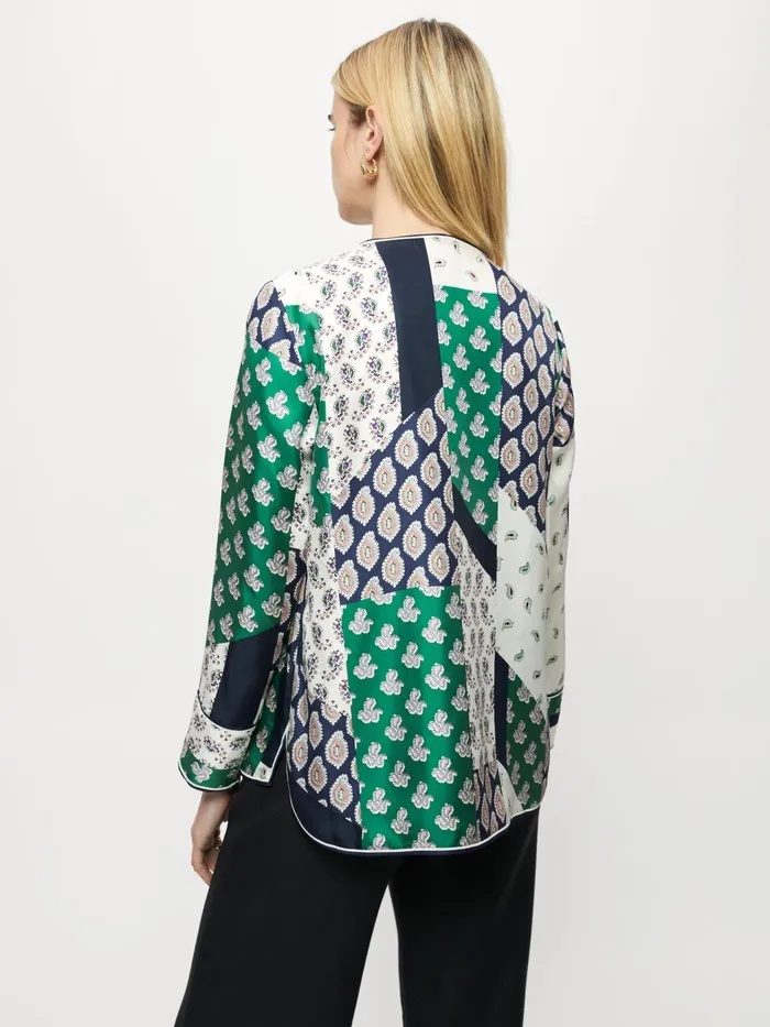 Jigsaw Tops Women Paisley Patchwork Silk Top Multi
