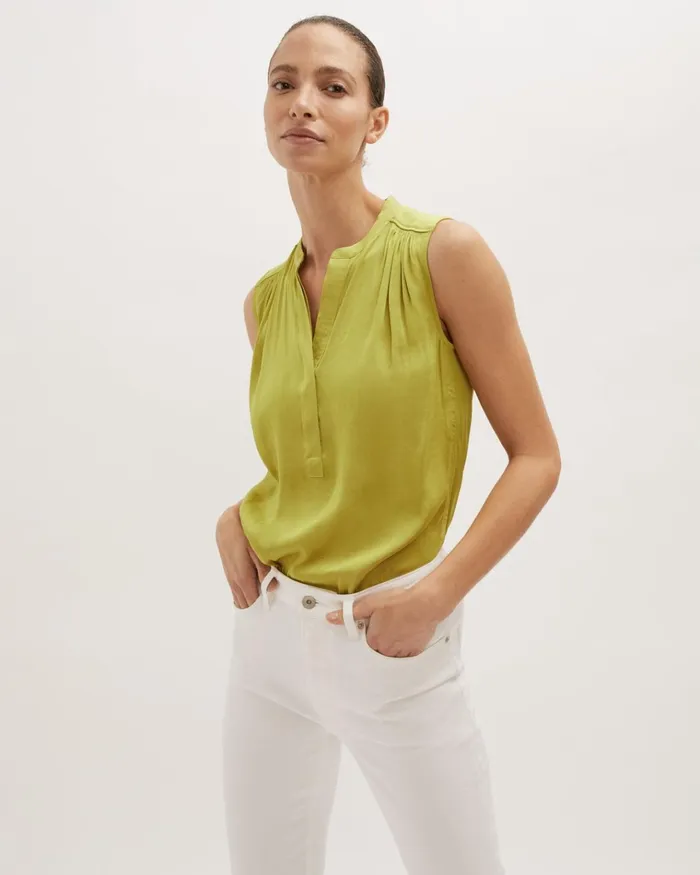 Jigsaw Tops Women Recycled Satin Sleeveless Top Green