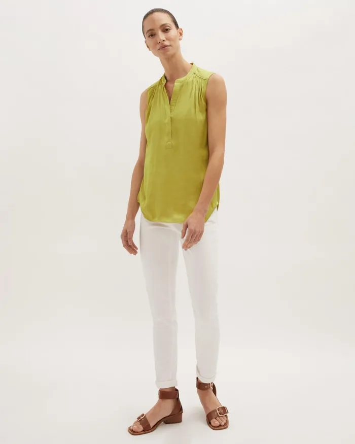 Jigsaw Tops Women Recycled Satin Sleeveless Top Green