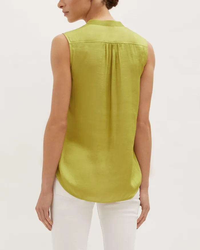Jigsaw Tops Women Recycled Satin Sleeveless Top Green