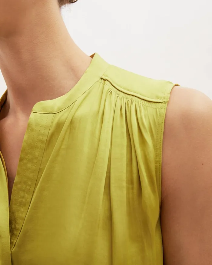 Jigsaw Tops Women Recycled Satin Sleeveless Top Green