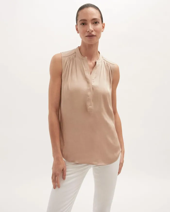 Jigsaw Tops Women Recycled Satin Sleeveless Top White