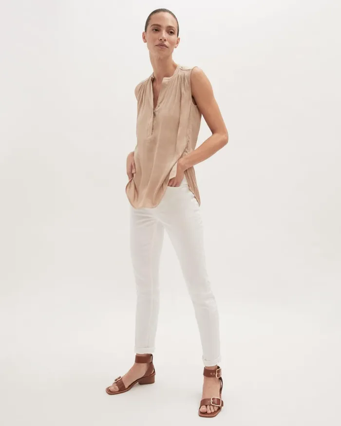 Jigsaw Tops Women Recycled Satin Sleeveless Top White