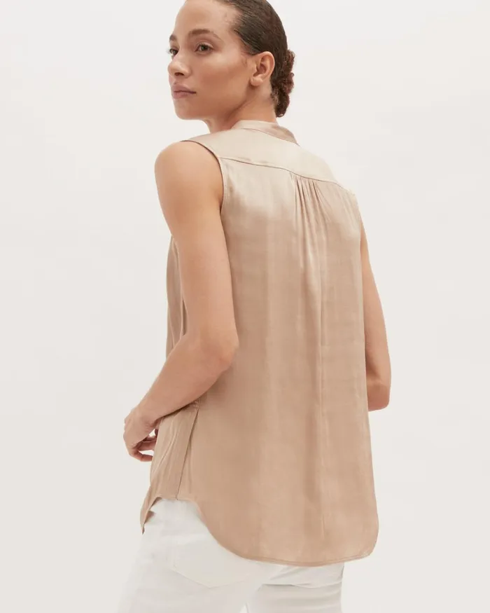 Jigsaw Tops Women Recycled Satin Sleeveless Top White