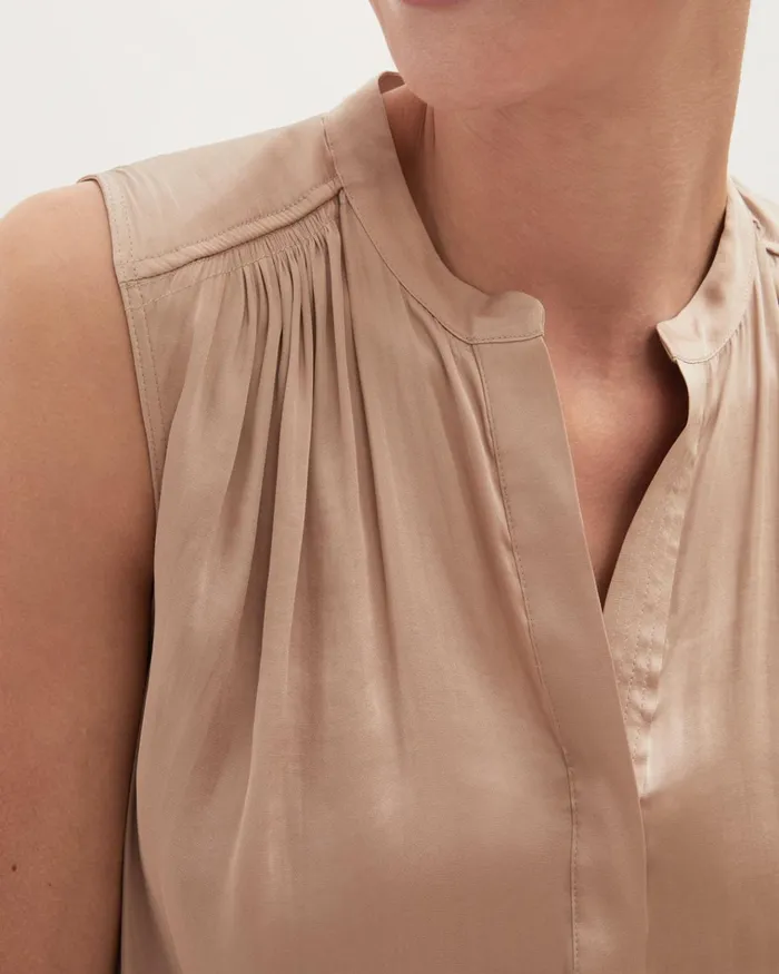 Jigsaw Tops Women Recycled Satin Sleeveless Top White