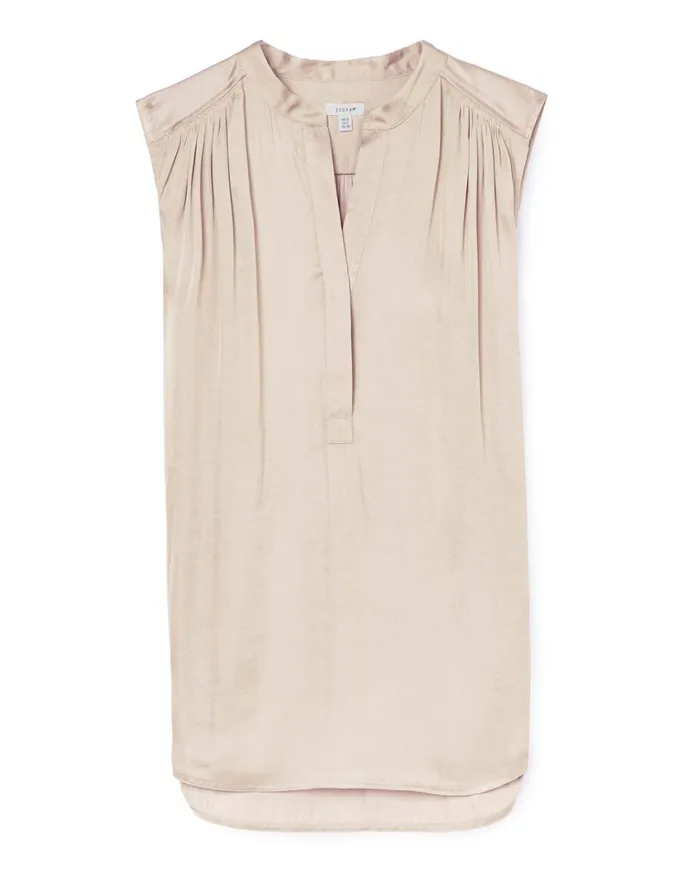 Jigsaw Tops Women Recycled Satin Sleeveless Top White