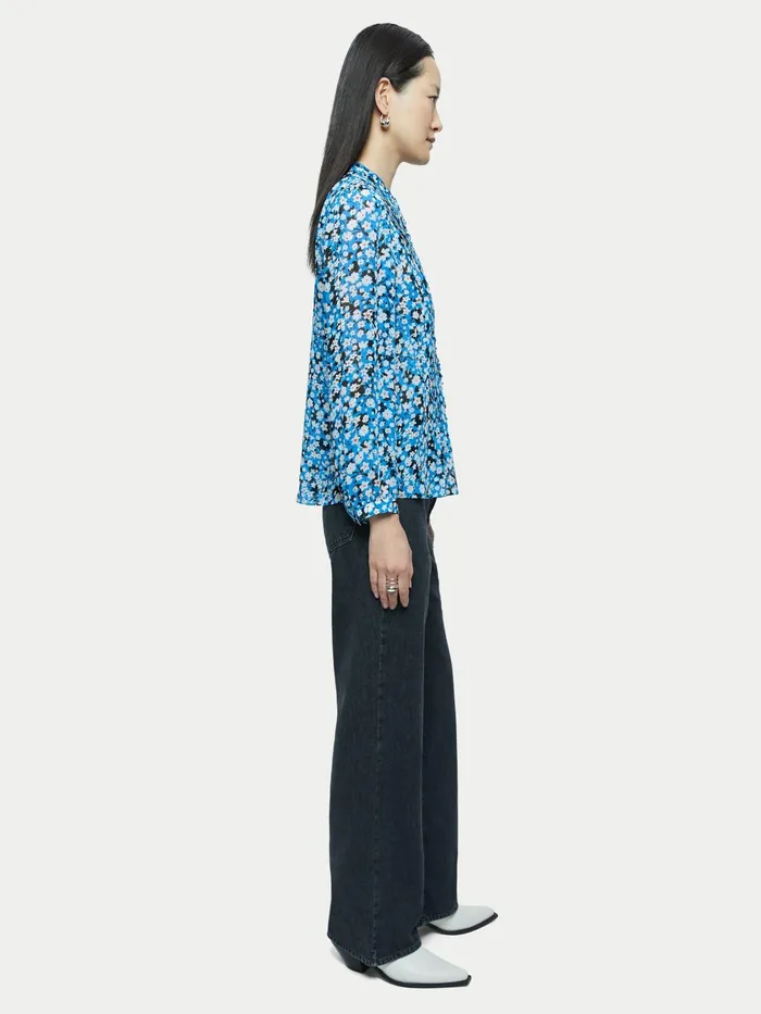 Jigsaw Tops Women Shadow Ditsy Crinkle Blouse Blue