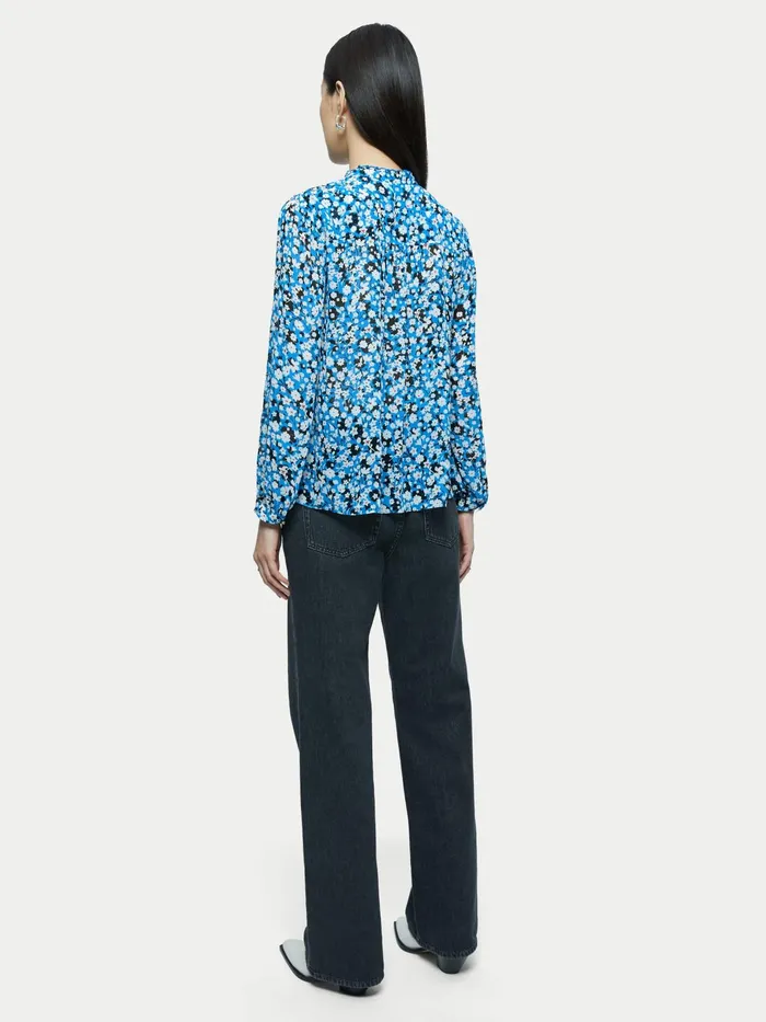 Jigsaw Tops Women Shadow Ditsy Crinkle Blouse Blue