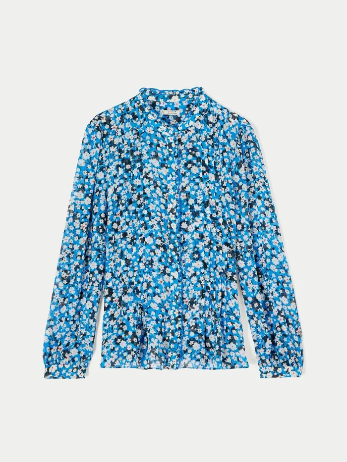 Jigsaw Tops Women Shadow Ditsy Crinkle Blouse Blue