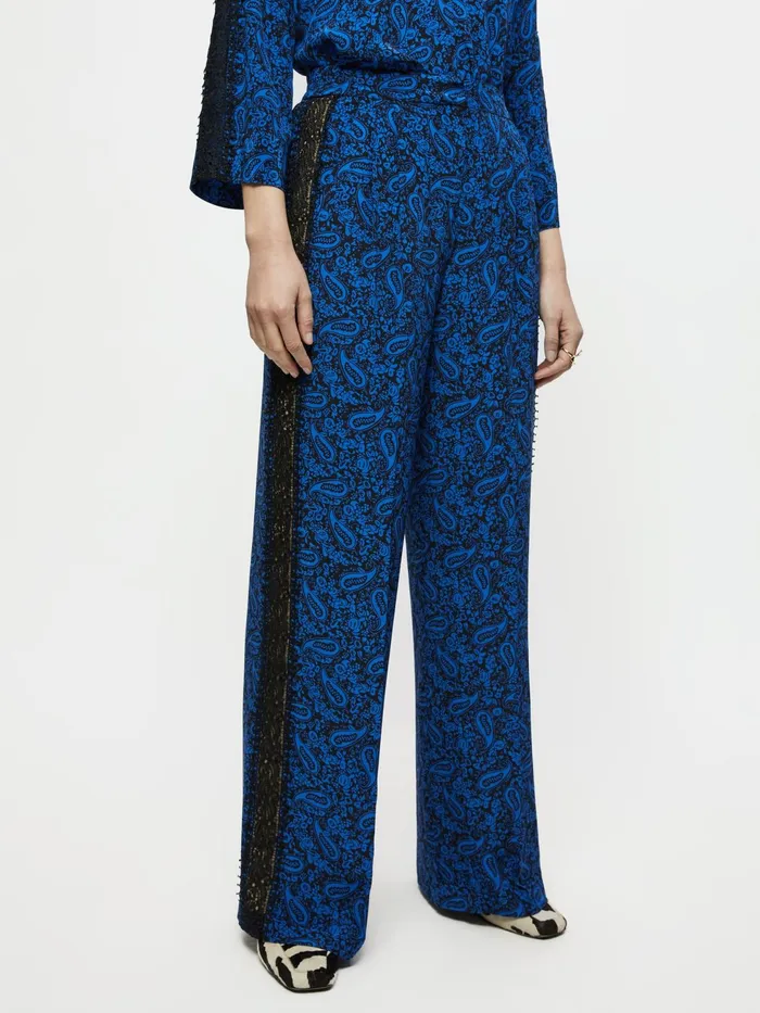 Jigsaw Trousers Women Klein Paisley Lace Trouser Blue