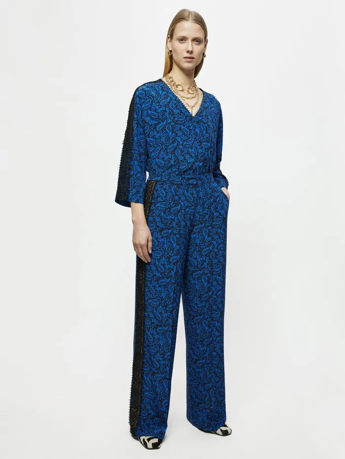 Jigsaw Trousers Women Klein Paisley Lace Trouser Blue