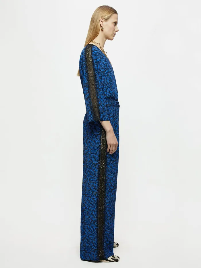 Jigsaw Trousers Women Klein Paisley Lace Trouser Blue