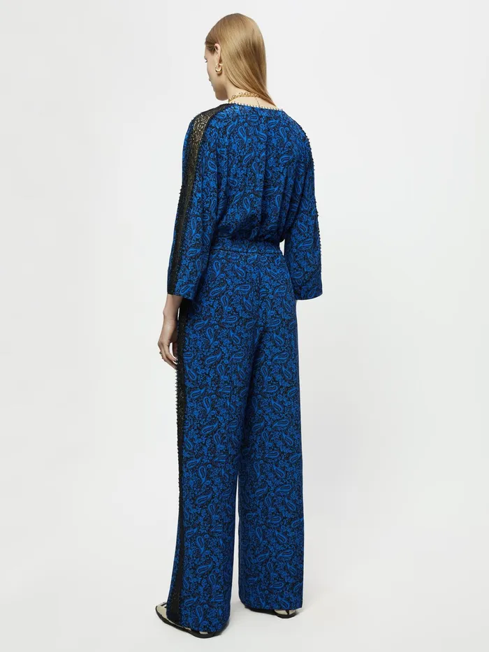 Jigsaw Trousers Women Klein Paisley Lace Trouser Blue