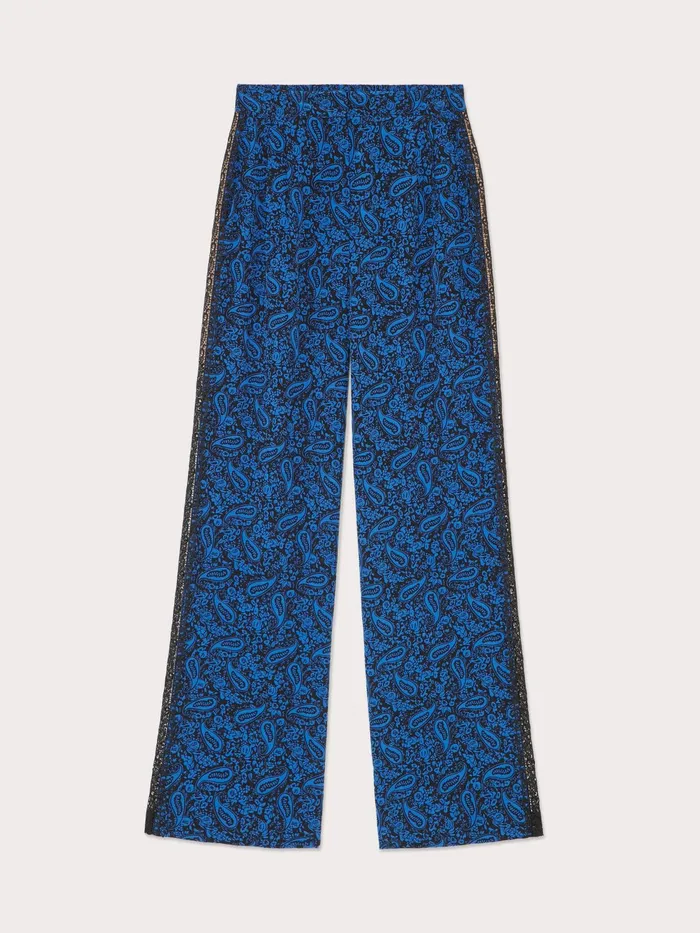 Jigsaw Trousers Women Klein Paisley Lace Trouser Blue