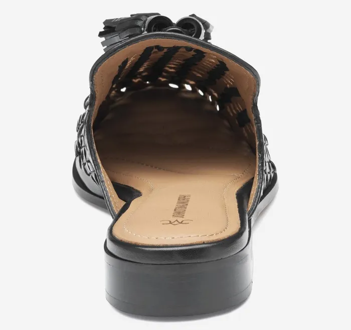 Johnston and Murphy Ali Woven Tassel Mule Black Glove Leather Women Mules and Loafers Johnston and Murphy Ali Woven Tassel Mule Black Glove Leather Women Mules and Loafers
