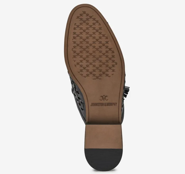 Johnston and Murphy Ali Woven Tassel Mule Black Glove Leather Women Mules and Loafers Johnston and Murphy Ali Woven Tassel Mule Black Glove Leather Women Mules and Loafers