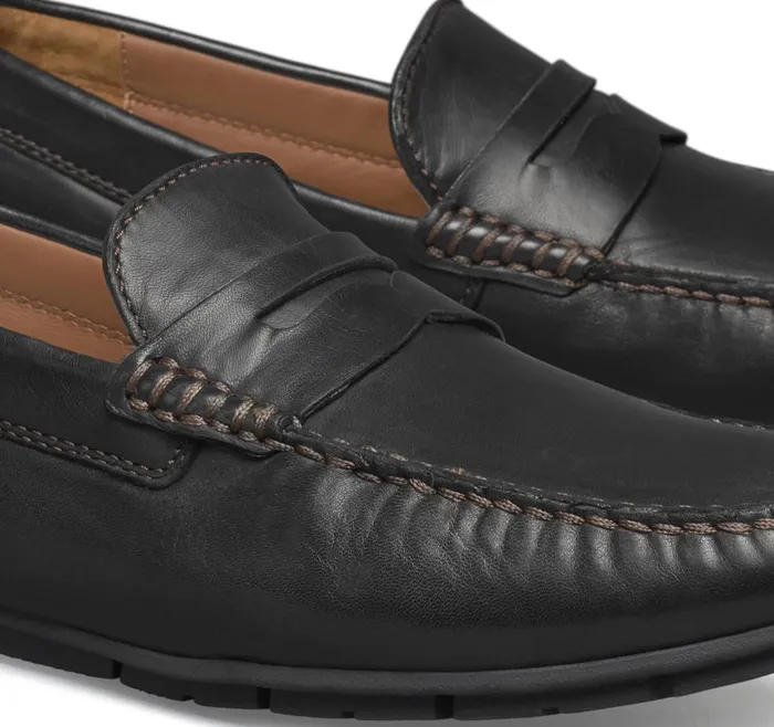 Johnston and Murphy Baldwin Driver Penny Black Sheepskin Men SlipOns Johnston and Murphy Baldwin Driver Penny Black Sheepskin Men SlipOns
