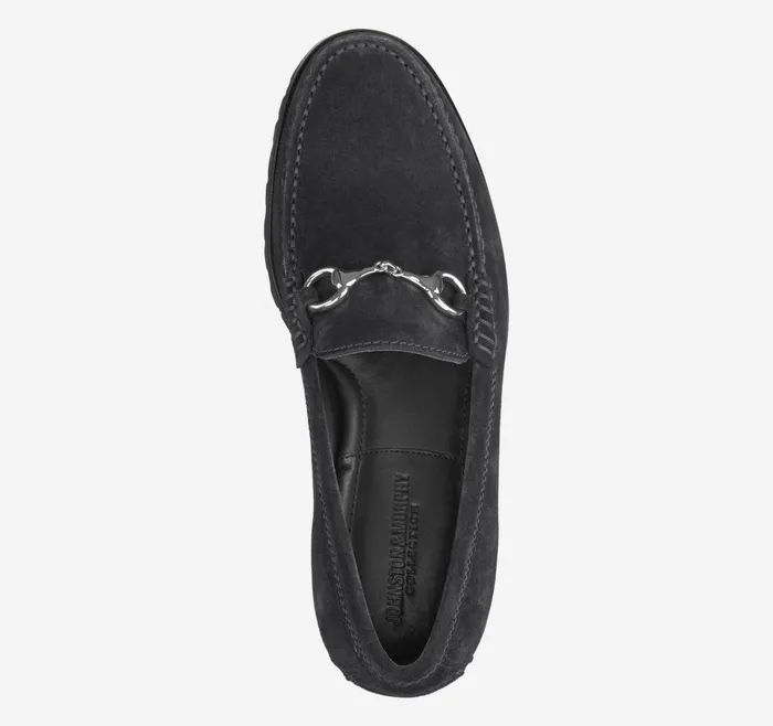Johnston and Murphy Baldwin Lug Bit Black English Suede Men SlipOns Johnston and Murphy Baldwin Lug Bit Black English Suede Men SlipOns