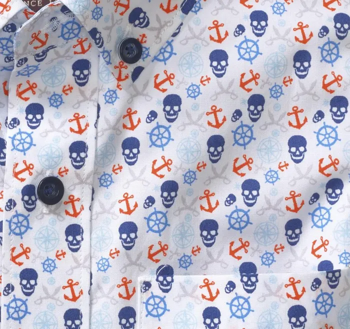 Johnston and Murphy Boys ShortSleeve Printed Shirt White Multi Pirate Boys Shirts Johnston and Murphy Boys ShortSleeve Printed Shirt White Multi Pirate Boys Shirts