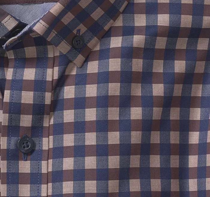 Johnston and Murphy ButtonCollar Premium Cotton Shirt Navybrown Gingham Men Shirts Johnston and Murphy ButtonCollar Premium Cotton Shirt Navybrown Gingham Men Shirts