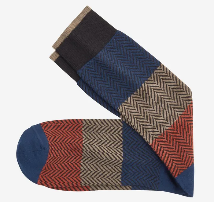 Johnston and Murphy Chevron Colorblock Socks Black Multi Men Socks